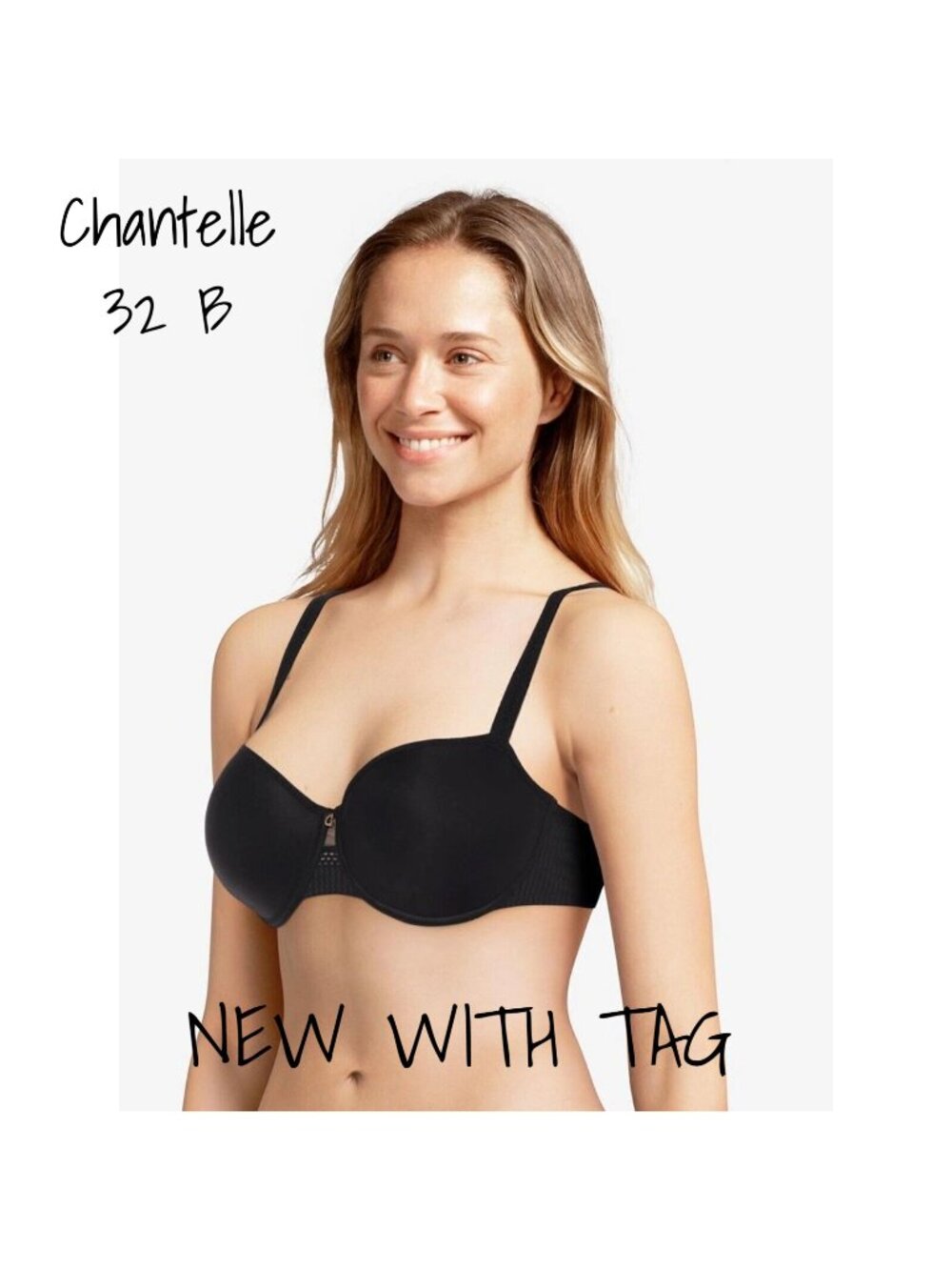 Chantelle Chic Essential Balconette Black Memory Foam Bra 32B  New With Tag
